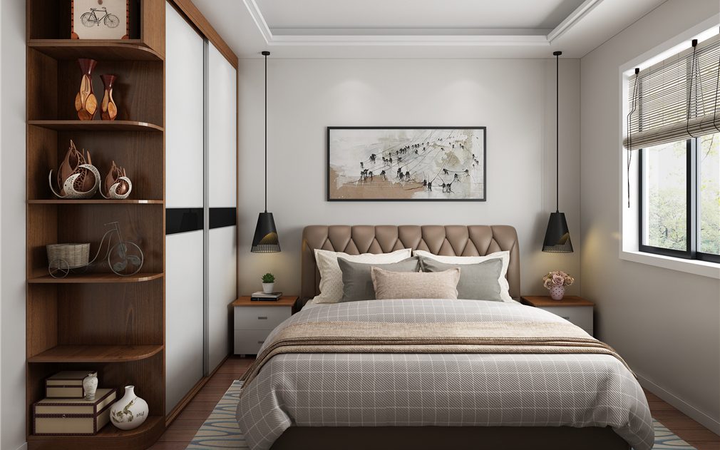 Nordic style bedroom decoration renderings