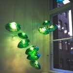 Photo "Vintage green glass chandelier suitable for balcony"