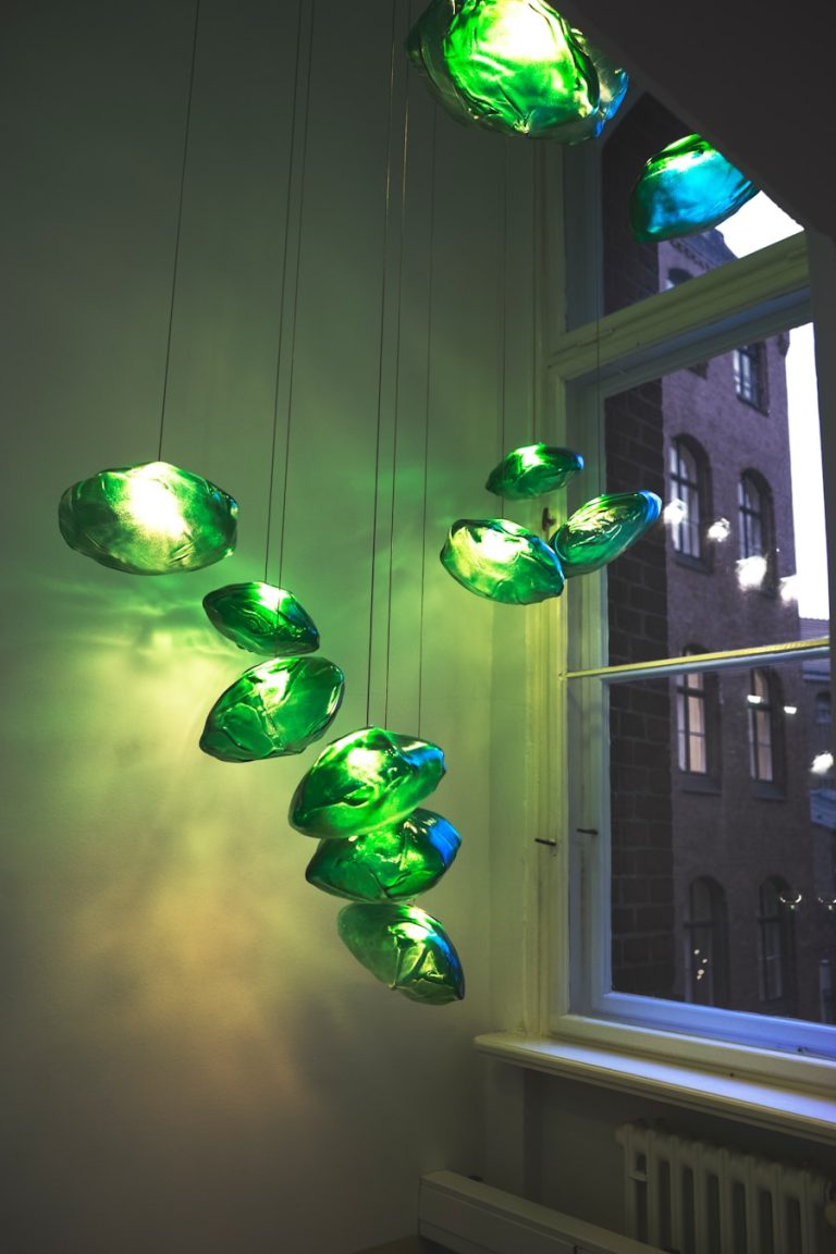 Vintage Green Glass Chandelier: Perfect for Balcony